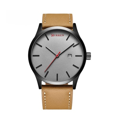 Black & Grey Classic Leather Strap Watch