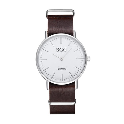 Leather Strap Classic Round Face Watch