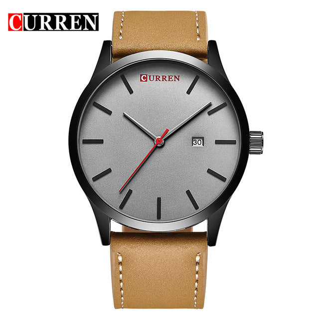 Black & Grey Classic Leather Strap Watch