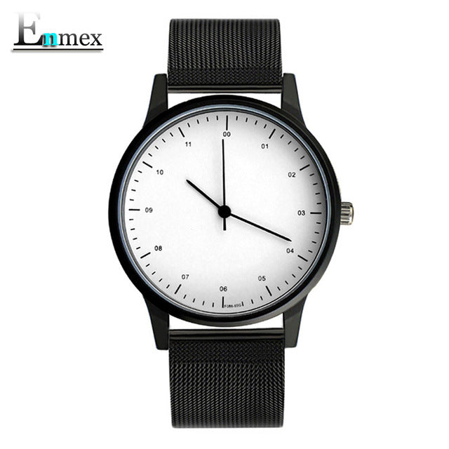 Steel Band Black And White Essentials Watch