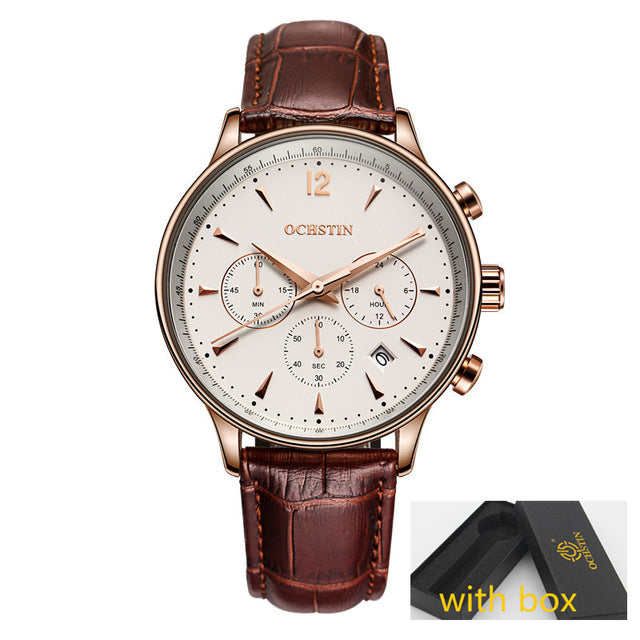 Mens Creme and Gold Waterproof Dress Watch